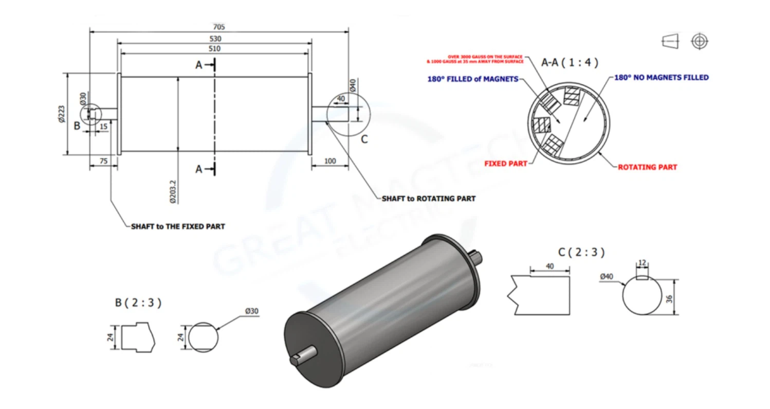 Half Magnetic Drum Separator Half Magnetic Drum Separator