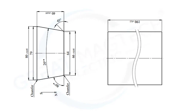 Trapezoidal Magnet Technical Drawing Trapezoidal Magnet Technical Drawing
