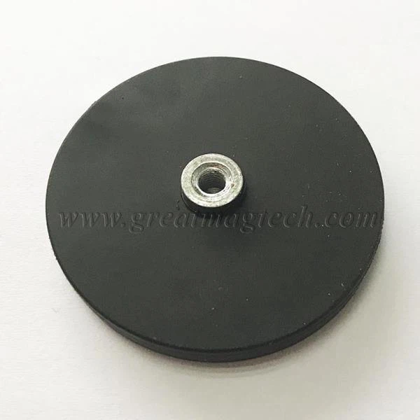 Rubber coated magnetic base with internal thread